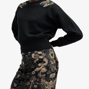 NWT AllSaints Black Embellished Wing Sweatshirt Medium